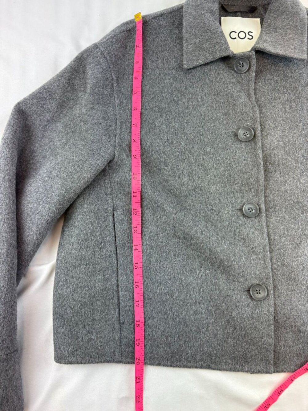 COS BOXY DOUBLE-FACED WOOL JACKET Womens size XS in GREY - Picture 12 of 13